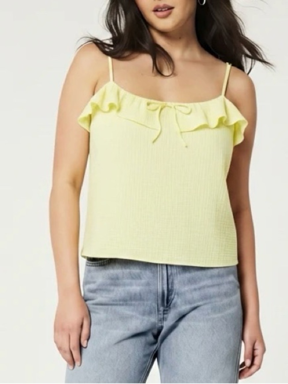 J. Crew Pastel Yellow Ruffle Sleeveless Top